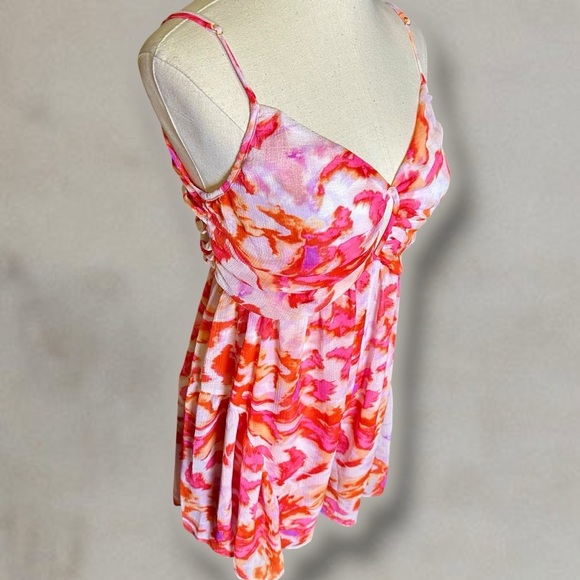 NWT MISA Los Angeles ‘Indira’ Romper in “Maldive Marble” White & Pink Sz Medium - Picture 15 of 16